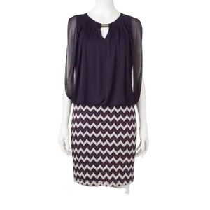 Perceptions NewYork purple chevron dress